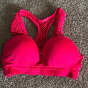 Hot pink sports bra with cups